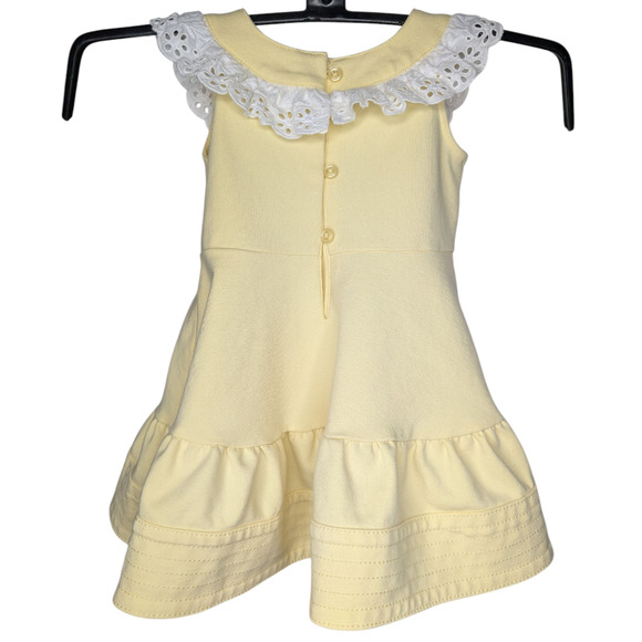 Janie and Jack Yellow Eyelet Ruffle Ponte Dress A-Line - Picture 4 of 8